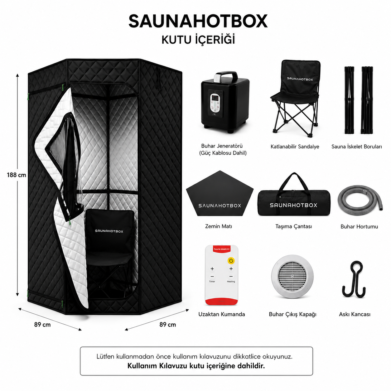 SAUNAHOTBOX Ev Tipi Taşınabilir buhar teknolojili Sauna / Buhar Odası